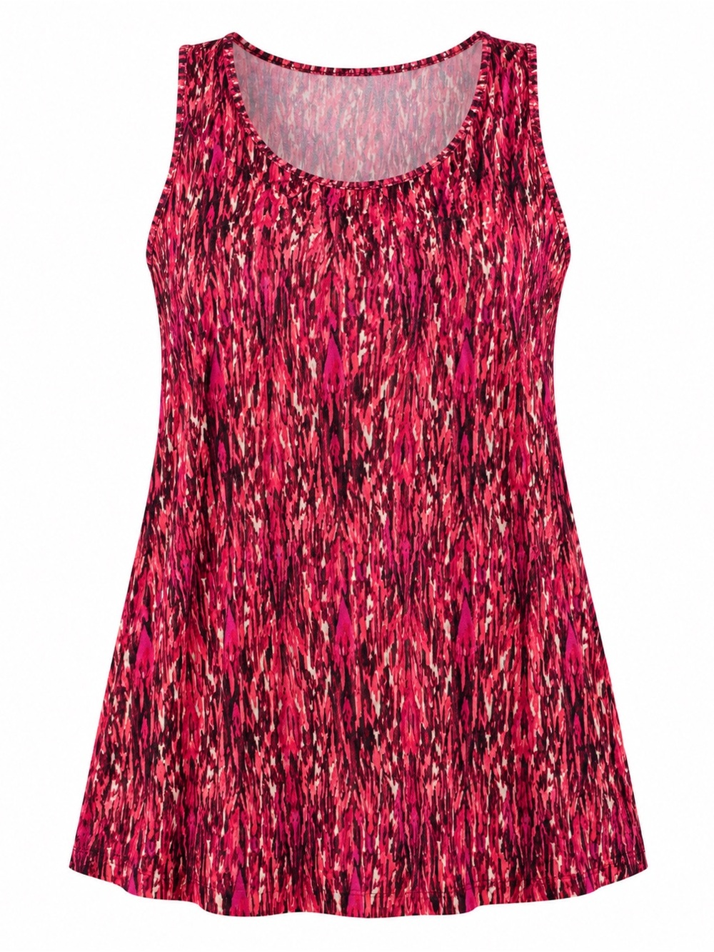Catherine’s 4X 30/32W Red and Black Abstract Print Sleeveless Scoop Neckline